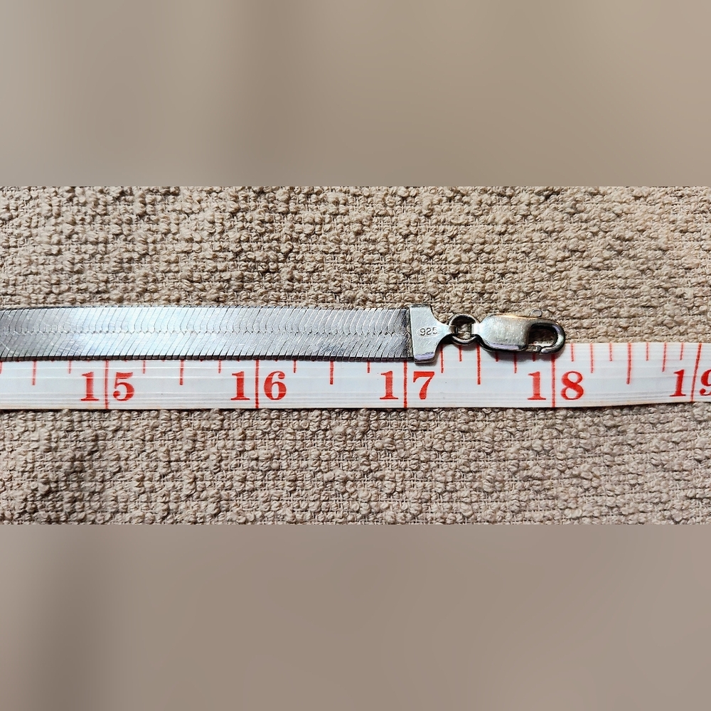 Thick Sterling Silver Choker Necklace 18" long FLAT - Picture 7 of 9